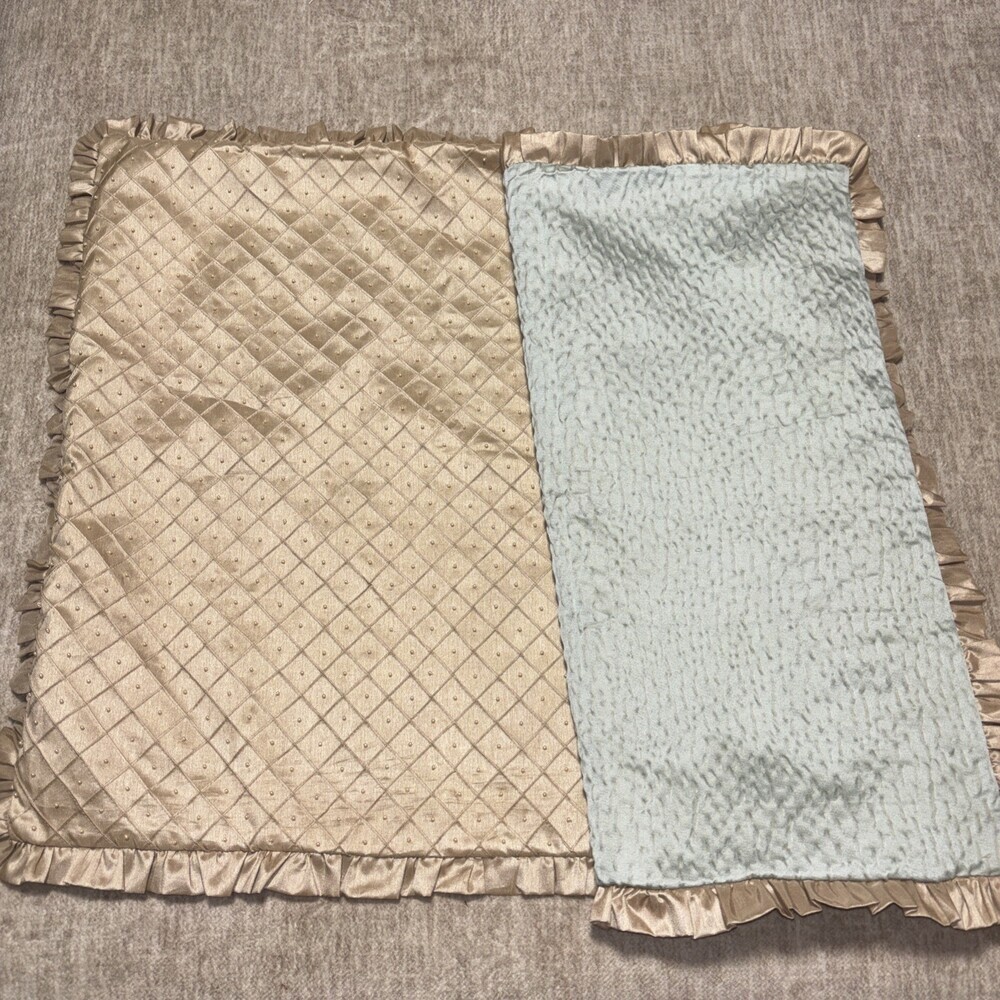 New Coscill Euro Shams Set 2 Gold With Pearls Ruffle Edge Zipper Closure 25x25